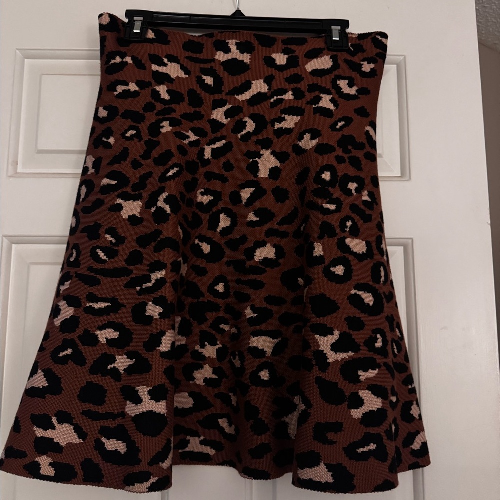 Leopard Print A-Line Skirt